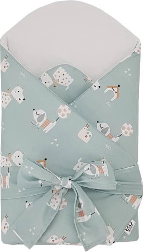 EKO emmaillotage en coton avec insert en fibre de coco amovible et nœud Dogs Mint 75 × 75 cm