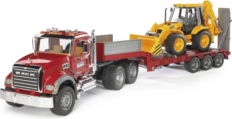 Bruder camion Mack avec semi‑remorque et chargeuse JCB 4CX 1:16