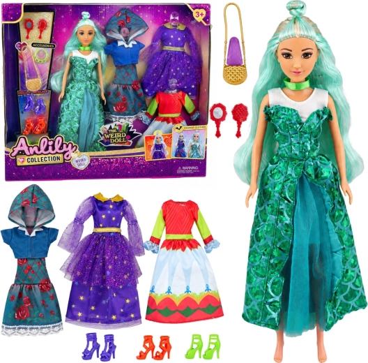 Poupée fantasy Anlily avec tenues, robes et accessoires 30 cm