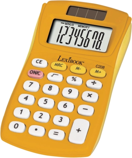 Calculatrice de poche Lexibook avec revêtement en caoutchouc jaune