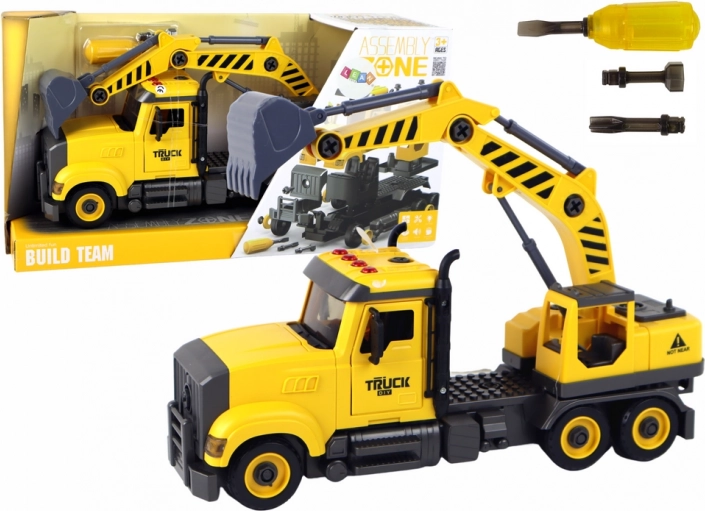Camion de chantier à assembler avec grue – jaune