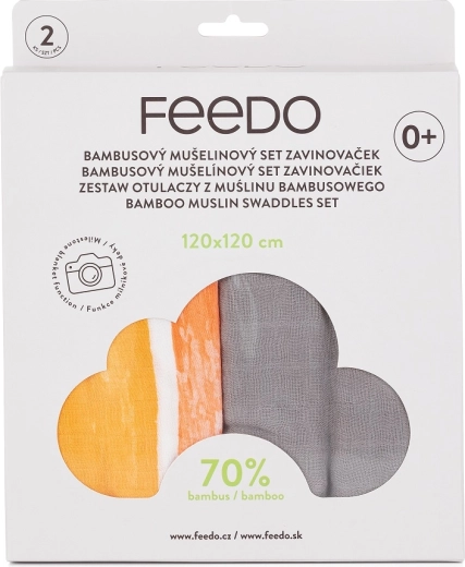 Feedo langes en mousseline de bambou 2 pièces 120 × 120 cm avec imprimé arc-en-ciel (couverture jalon)