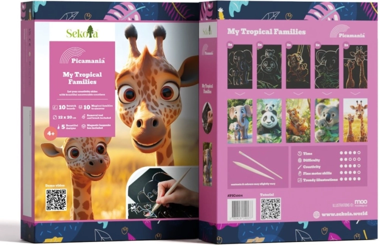 10 images à gratter avec des motifs d’animaux exotiques