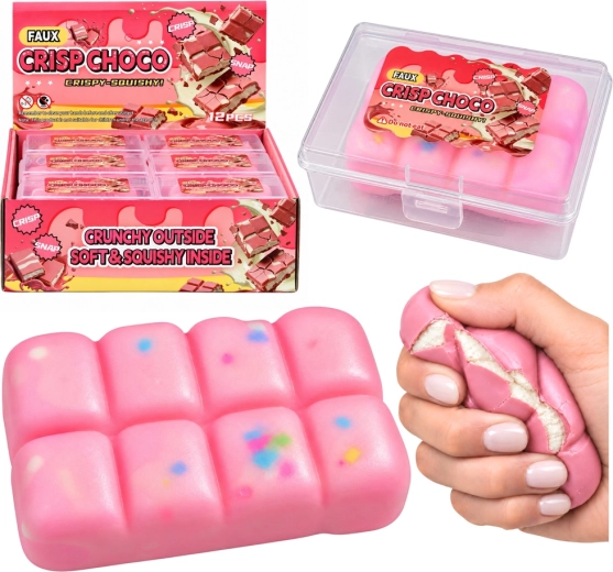 Bonbon antistress sensoriel à presser en forme de tablette de chocolat rose - 1 pièce