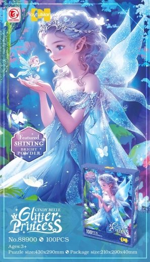 Puzzle 100 pièces – princesse bleue avec paillettes