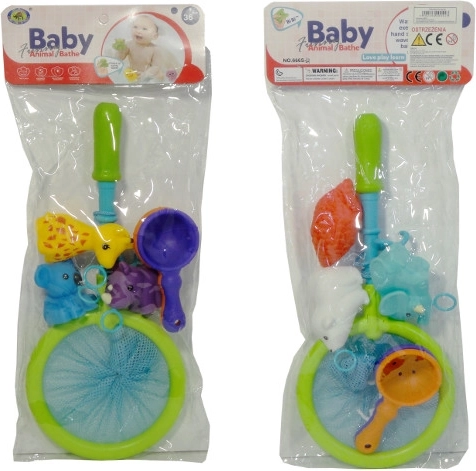 Jouet de bain 2-en-1 – canne à pêche et épuisette avec petits animaux