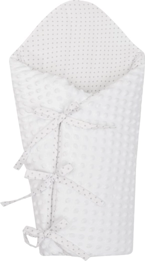 Nid d’ange à lacets de luxe en minky NEW BABY blanc 75 × 75 cm
