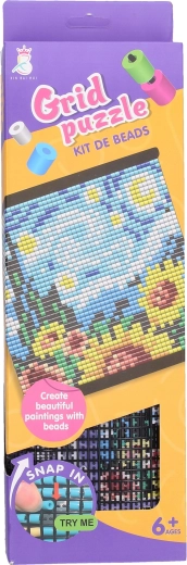 Mosaïque de perles ciel et tournesols 31 × 32,5 cm