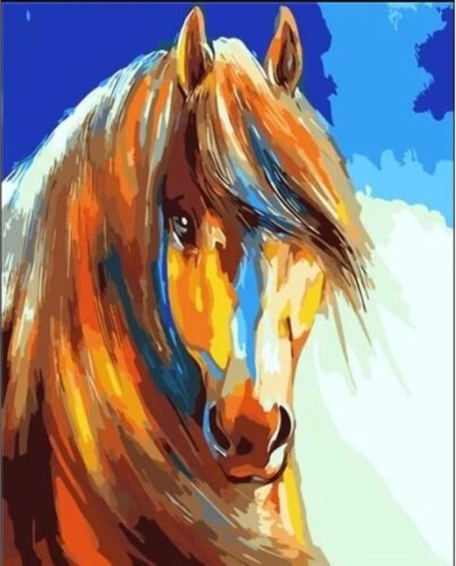 Tableau à peindre par numéros sur châssis 40 × 50 cm – cheval en couleur