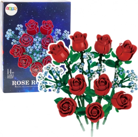 Kit de construction bouquet de roses rouges, 649 pièces