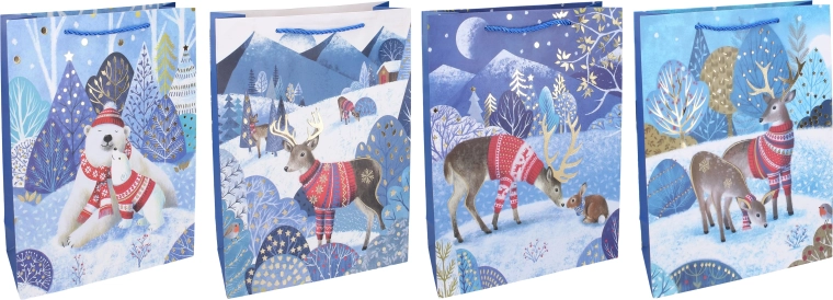 Sac cadeau de Noël M 26 × 32 × 10 cm - 1 pièce
