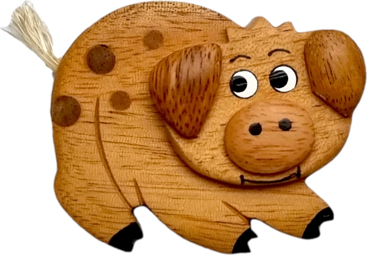 magnétique en bois cochon – décoration faite main pour réfrigérateur