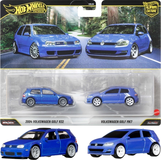 Hot Wheels Premium set de 2 voitures Volkswagen Golf R32 (2004) et Golf MK7