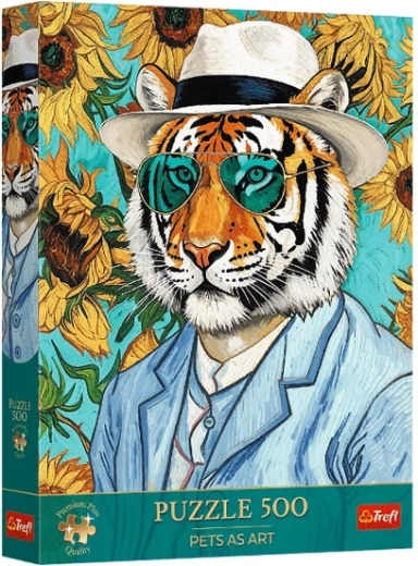 Puzzle Trefl Premium Plus Pets as Art : Monsieur Tigre et Tournesols – 500 pièces