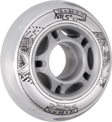 Roues pour roller en ligne NILS EXTREME PU 72 × 24 transparentes (4 pcs)