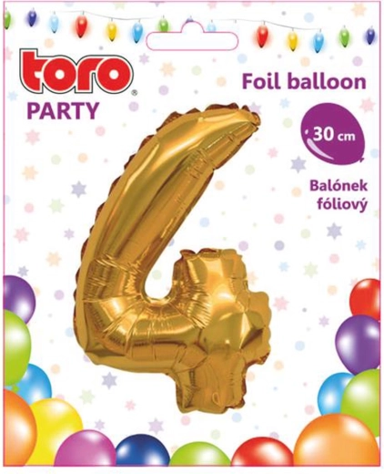 Ballon en feuille chiffre 4 30 cm doré TORO