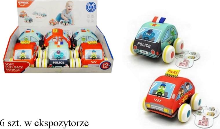 Petite voiture en tissu souple avec mécanisme de propulsion pull-back (rétrofriction) - 1 pièce