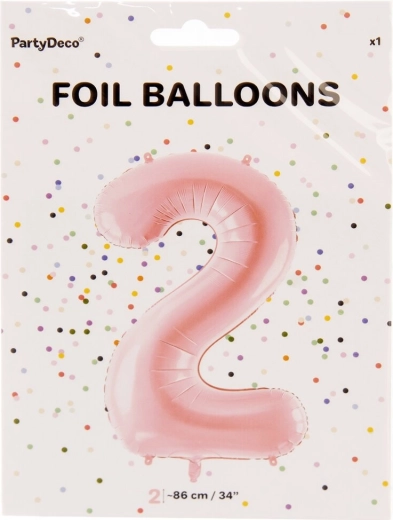 Ballon en aluminium chiffre 2 rose 86 cm