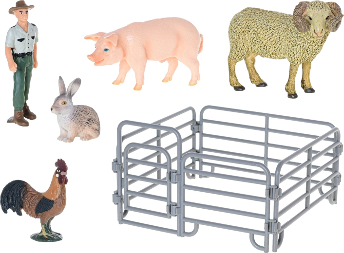 Scène de jeu avec enclos et personnages