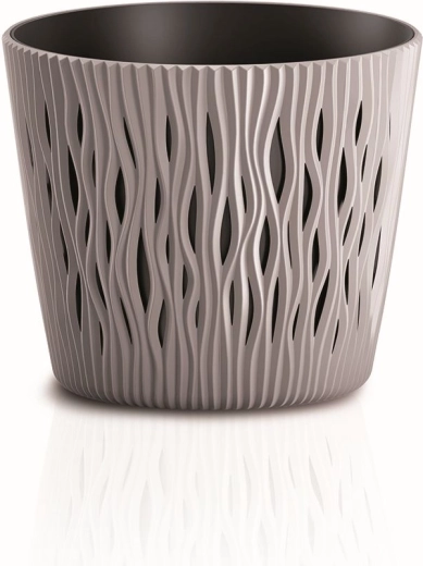 Cache-pot Sandy Round avec insert couleur moka