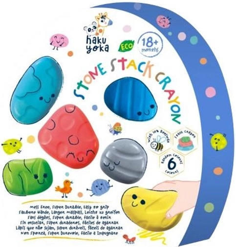 Crayons de cire en forme de galets pour enfants, set de 6 pièces