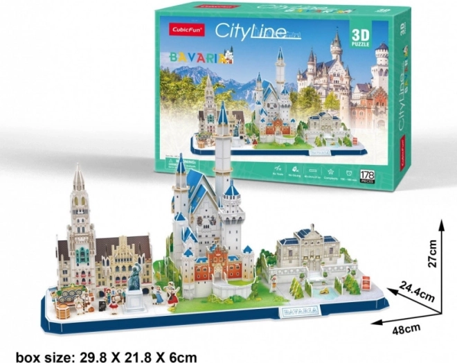 CUBICFUN puzzle 3D CityLine panorama Bavière – 178 pièces