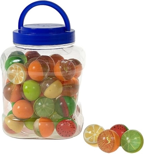 Balle rebondissante fruitée 3 cm en bocal