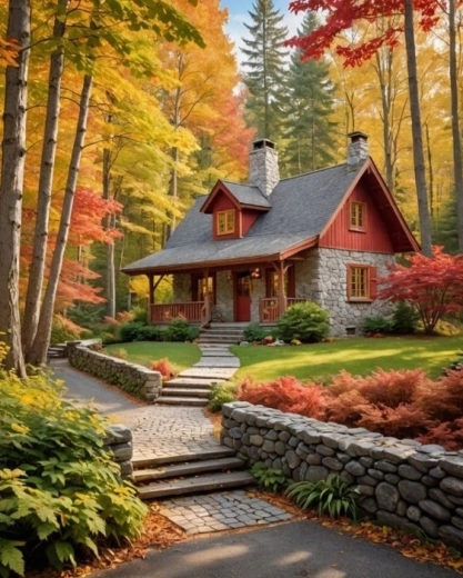 Norimpex peinture diamantée maison d’été dans la forêt 30 × 40 cm