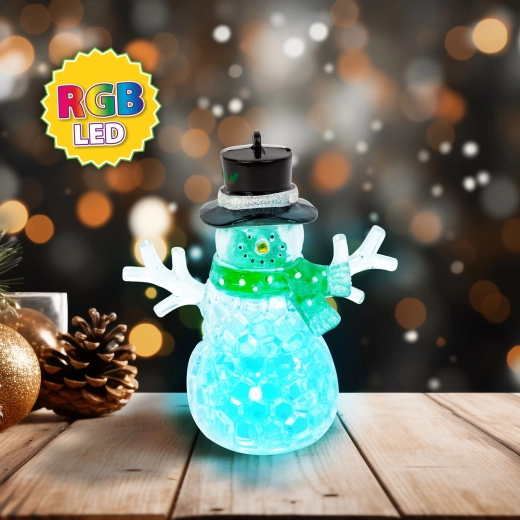 Bonhomme de neige LED de Noël vert avec éclairage RGB