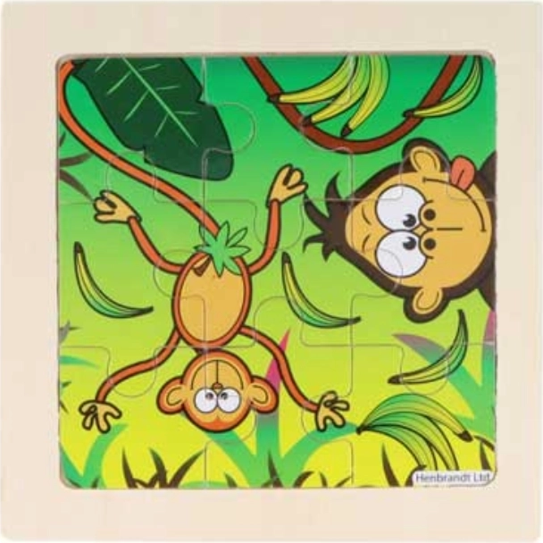 Puzzle en bois Jungle avec petits singes, 9 pièces