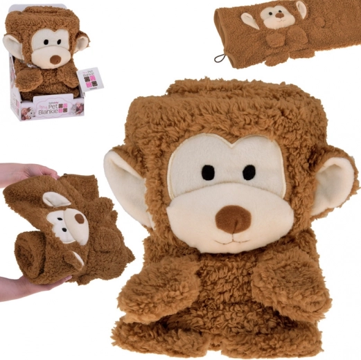 Couverture toute douce – doudou 2-en-1 petit singe, couleur moka