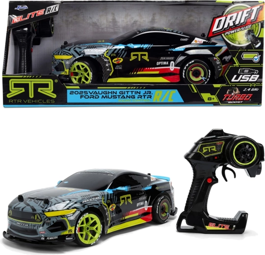 Ford Mustang RTR 2025 télécommandée Vaughn Gittin Jr. à l’échelle 1:10 avec drift et Turbo Boost