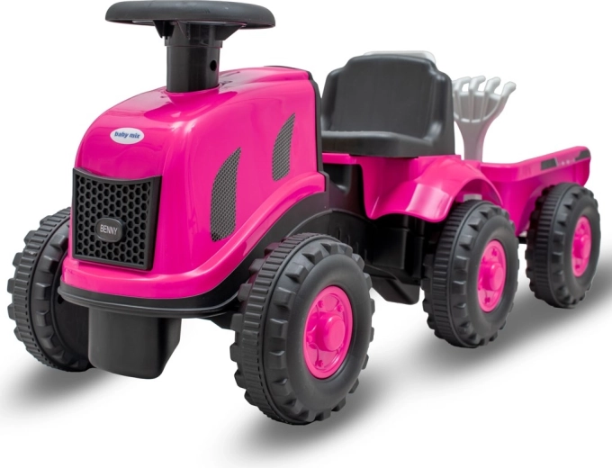 Porteur enfant tracteur avec remorque et outils Baby Mix Benny rose
