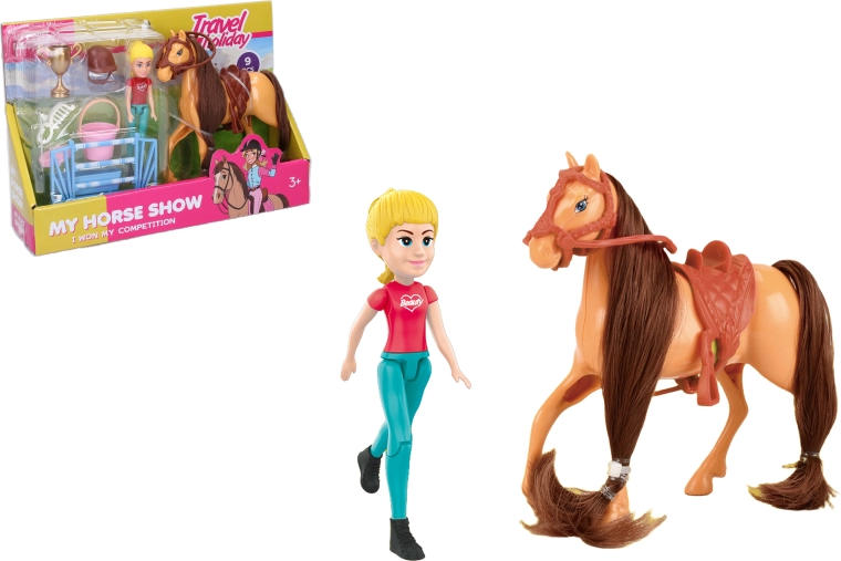 Kit de concours équestre avec cheval brun et figurine