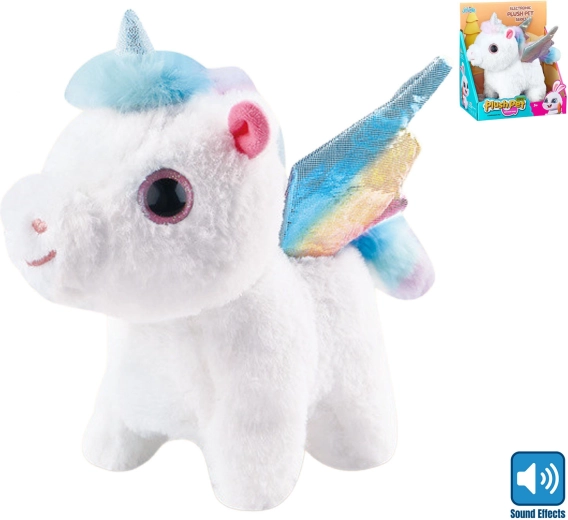 Peluche licorne sonore et marchante 21 cm