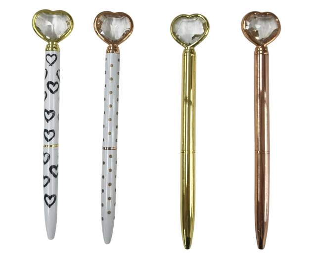 Stylo en métal avec motif cœur 15 cm