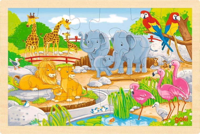 Puzzle en bois recto verso ferme et zoo goki