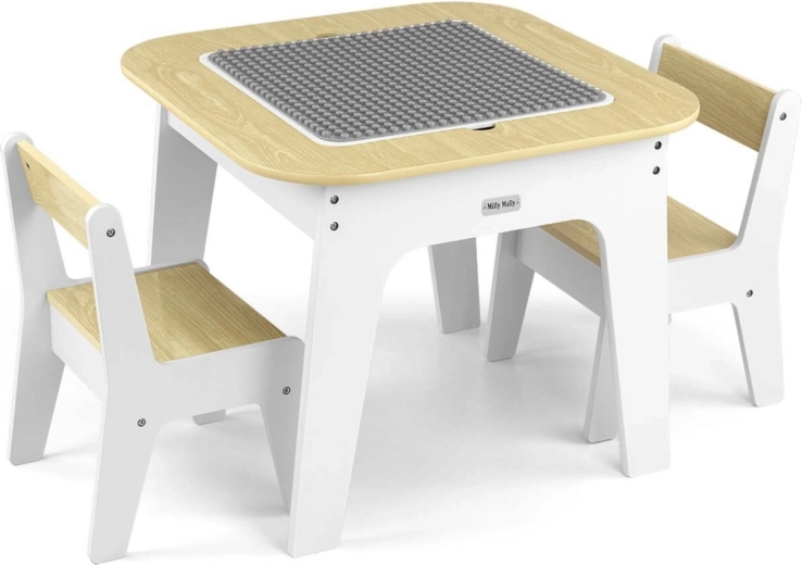 Milly Mally Olaf Blocks table pour enfants avec deux chaises White