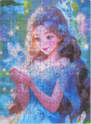 Puzzle Fée bleue avec paillettes, 100 pièces