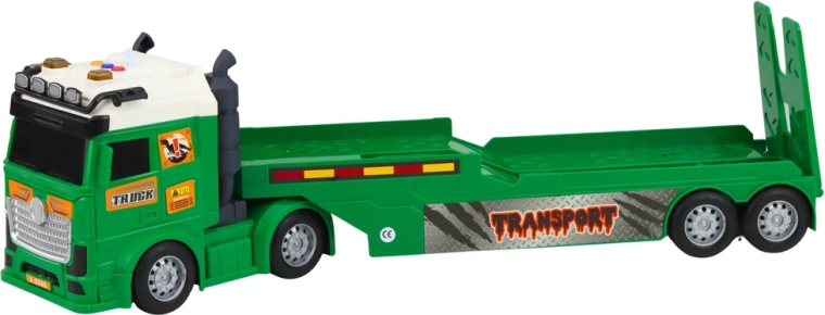 Tracteur avec remorque surbaissée et effets