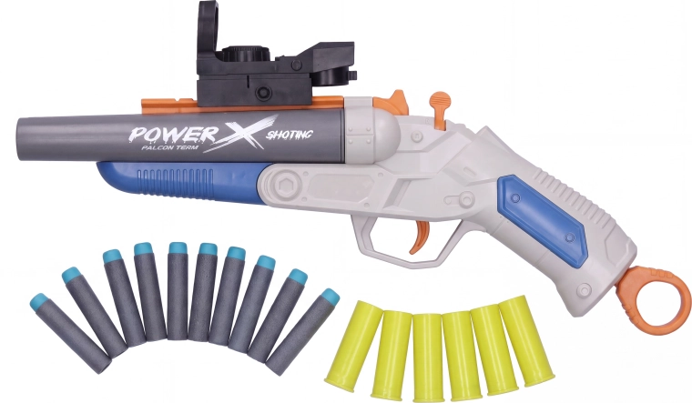 Fusil Pioneer à double canon avec projectiles en mousse et douilles