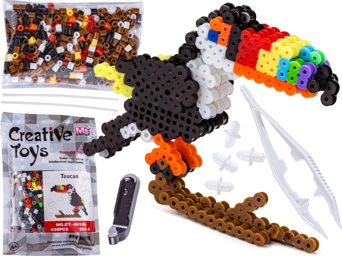 Perles à repasser 3D toucan – kit créatif en sachet