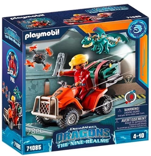PLAYMOBIL Dragons : Les Neuf Royaumes Icaris ATV & Phil – set avec figurines et dragon
