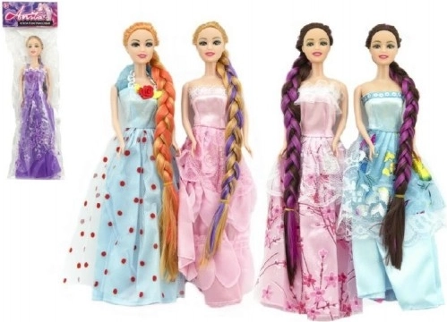 Poupée en plastique avec longue tresse 29 cm, assortiment de modèles en sachet