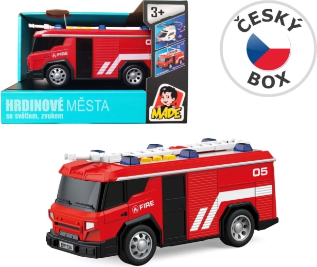 Voiture de pompiers 1:24 avec piles