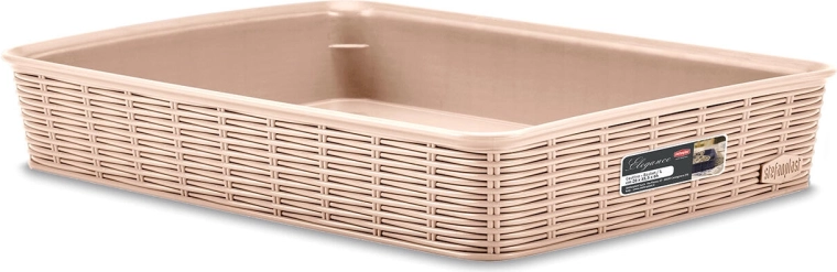 panier élégance, plastique beige 35,5 × 26 × 6 cm