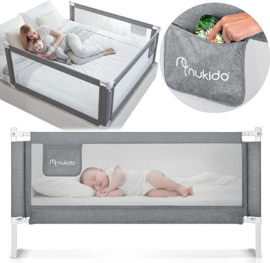 Barrière de sécurité de lit Nukido 200 cm grise