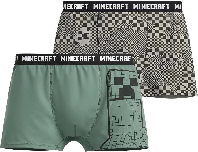 Boxers garçon Minecraft vert-gris (duopack 2 pièces)