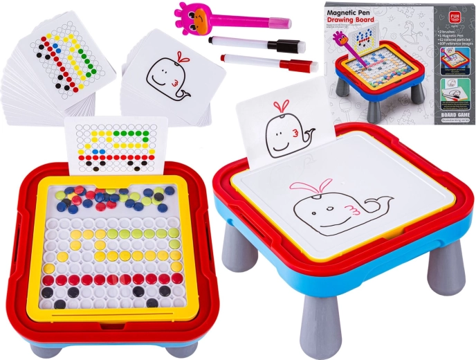 Tableau éducatif magnétique et effaçable 2-en-1 avec table et stylo