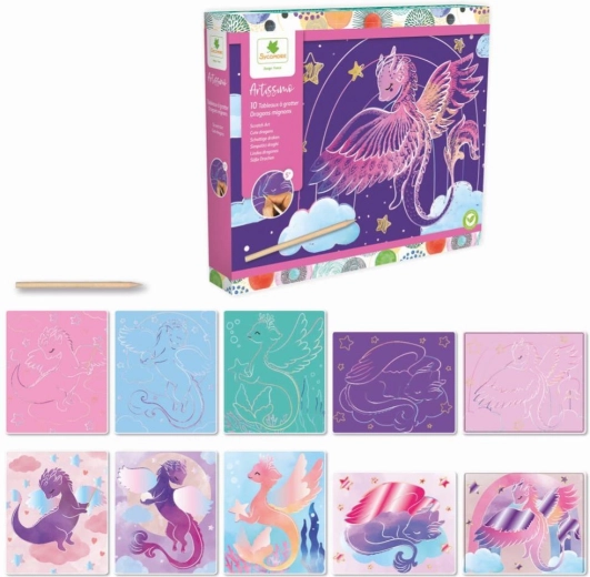 Kit de cartes à gratter Artissimo petits dragons